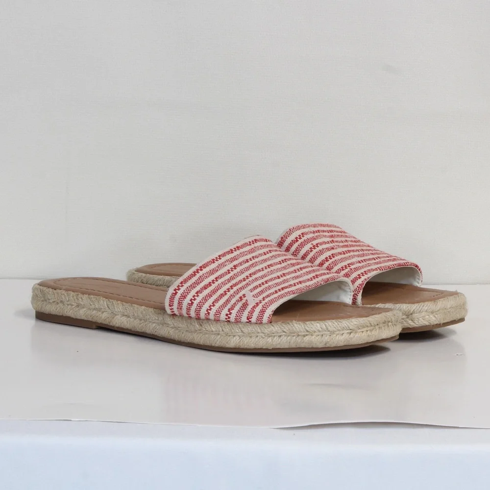 Universal Thread Espadrille Red and White Striped Women's Sandals